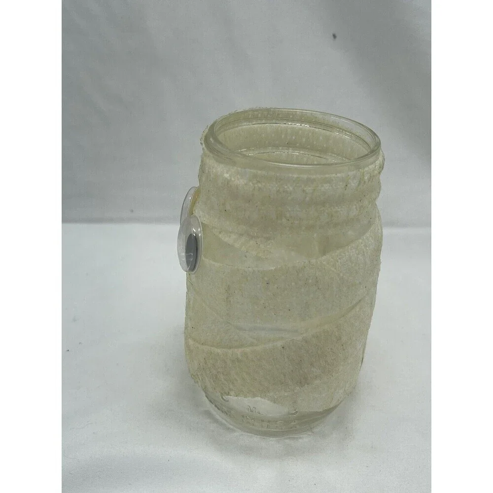 Halloween Mummy Luminaire Handmade Decorations Glass 6” Candle Not Included.